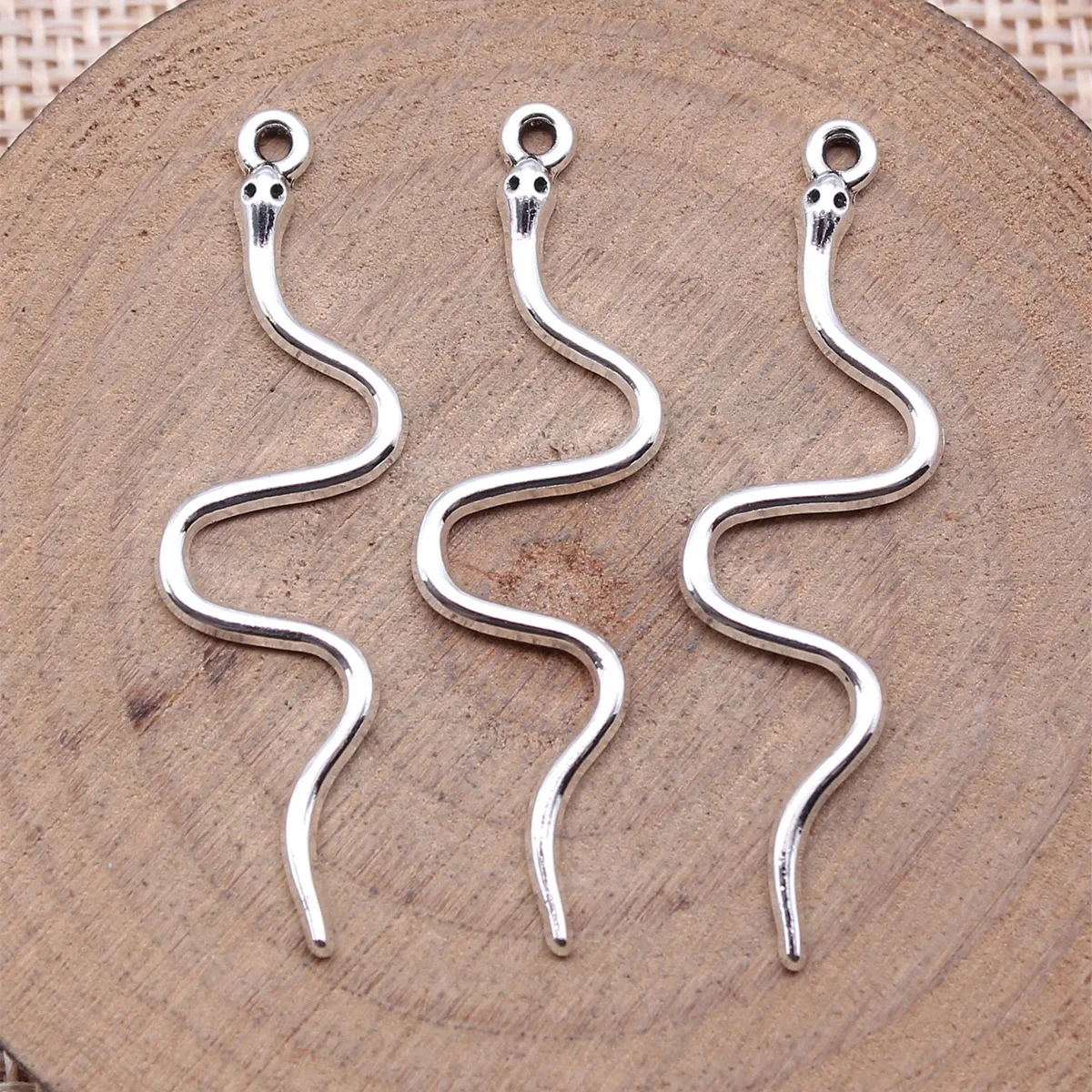 30Pcs/Lot 34x12mm Antique Silver Color Snake Charms Pendant For DIY Jewelry Making Handmade Jewelry Craft Findings