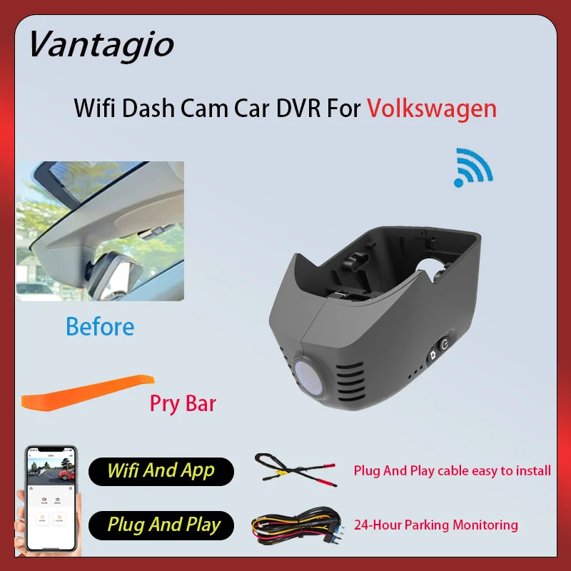 Image of Vantagio 4K WLAN Dashcam Autokamera DVR für Volkswagen VW Golf Polo Tiguan Touran Passat B8 Caddy Jetta Sharan 2015-2026