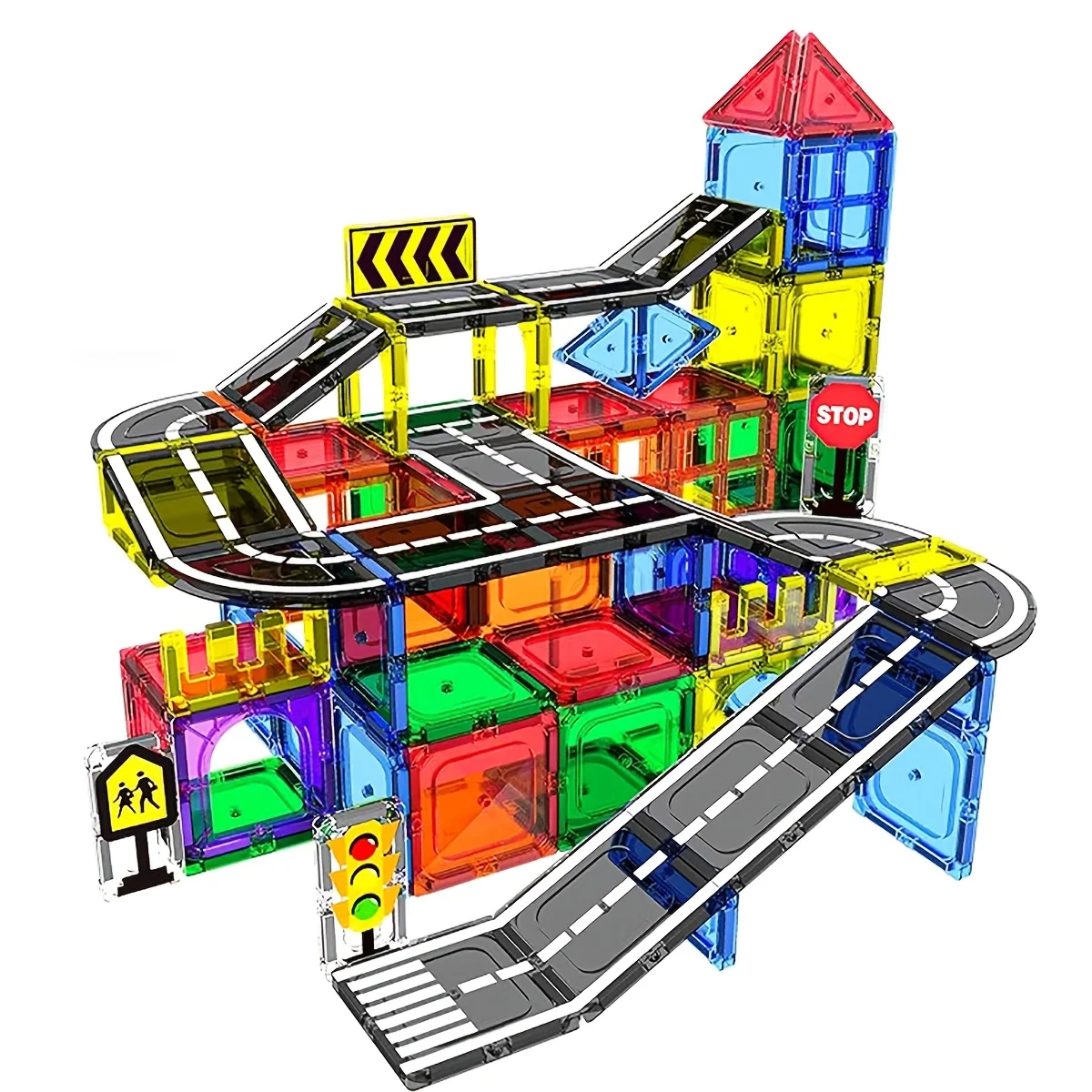 

Magnetic Track Toy, Realistic Roads & Magnetic Signs. Build Freely to Inspire Kids' Imagination. Fun Parent-Child Play.
