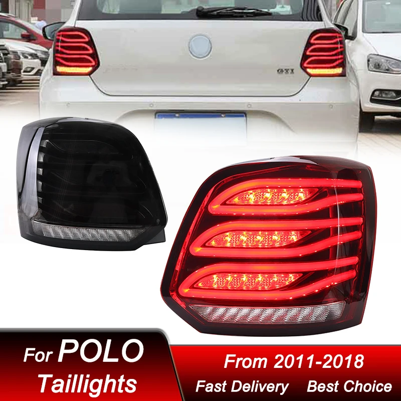 Car styling Tail Lights For VW POLO 2011-2018 new style full LED Tail Lamp Dynamic Turn Signal Light Tail Lamp Assembly