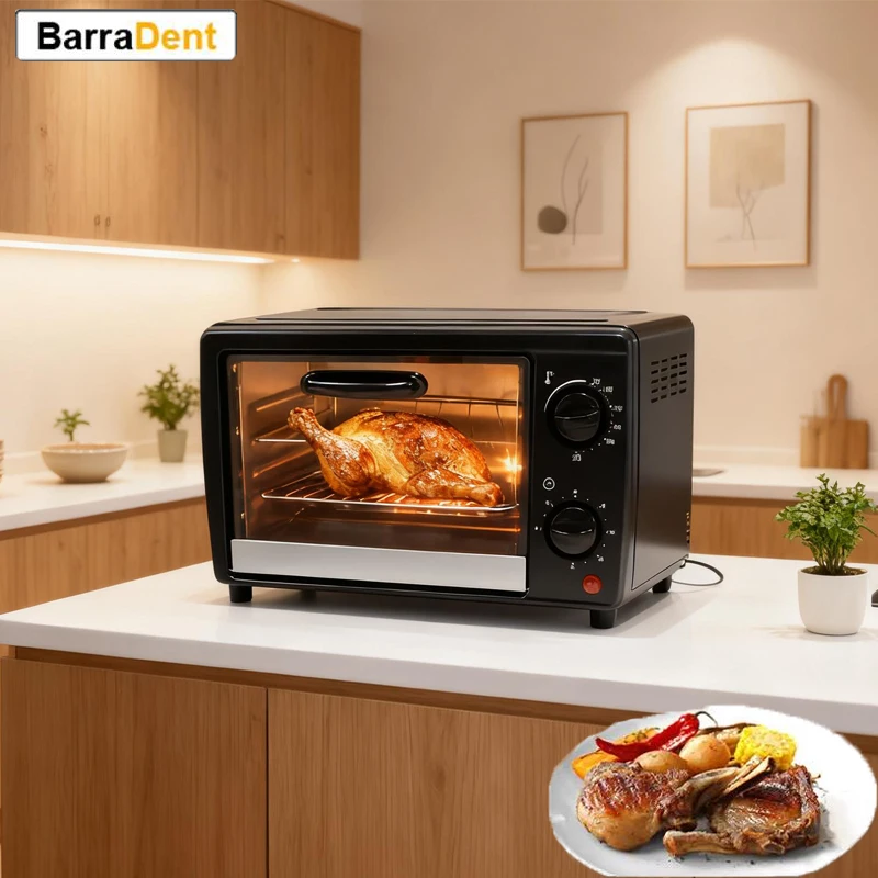 فرن محمصة مقلاة هوائية متعددة الوظائف سعة 12 لتر للخبز المحمص والبيتزا وفرن كونترتوب كهربائي بقدرة 1500 وات مع مؤقت وتحكم رقمي