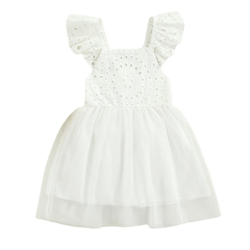 White baby girl romper Tulle tutu dress Cake Smash outfit girl Summer Cotton lace sundress Toddler 1st Birthday Baptism Newborn