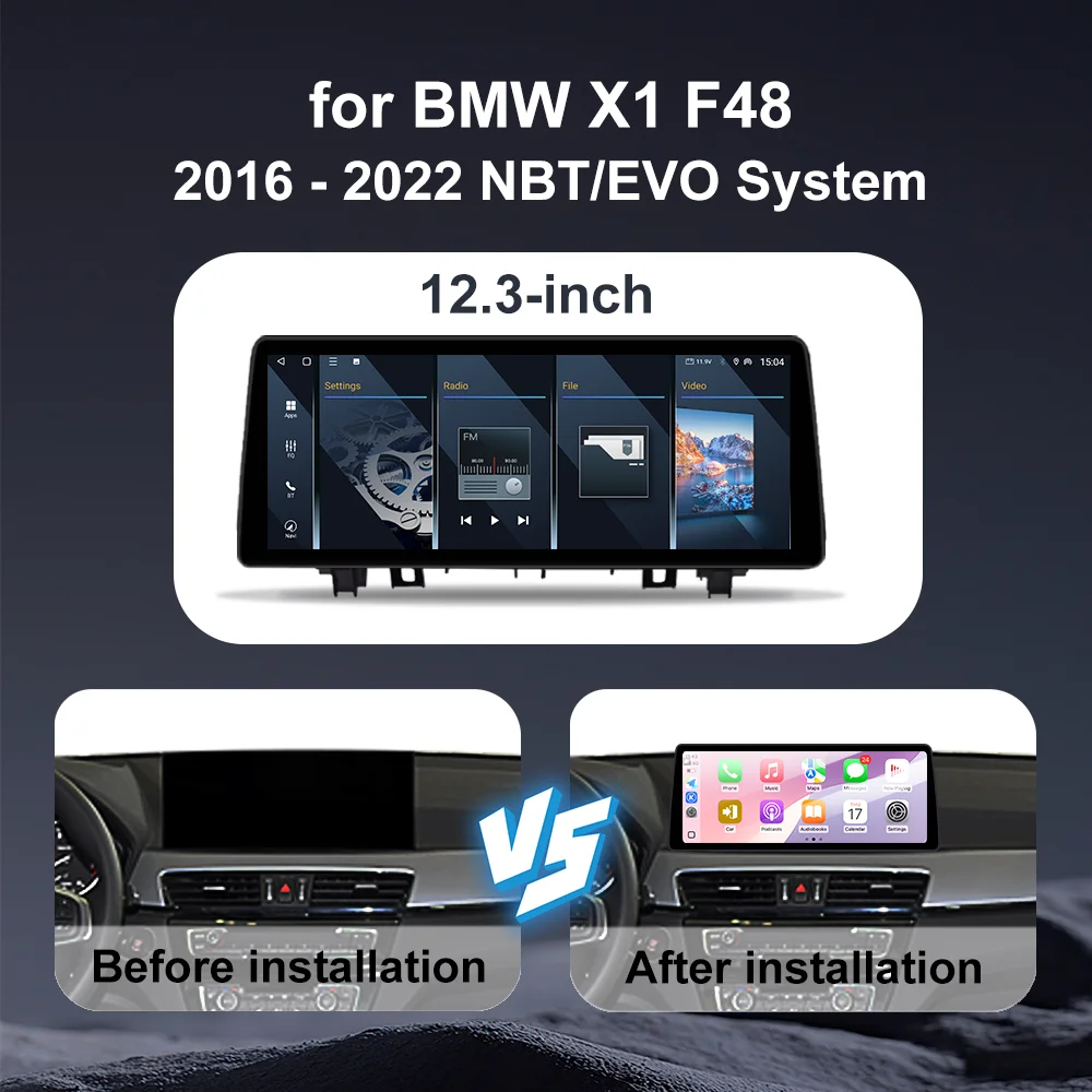GPS Navi For BMW X1 F48 2016 - 2020 NBT EVO System Wireless CarPlay Android Auto Intelligent System QLED Touch Screen 4G WiFi BT