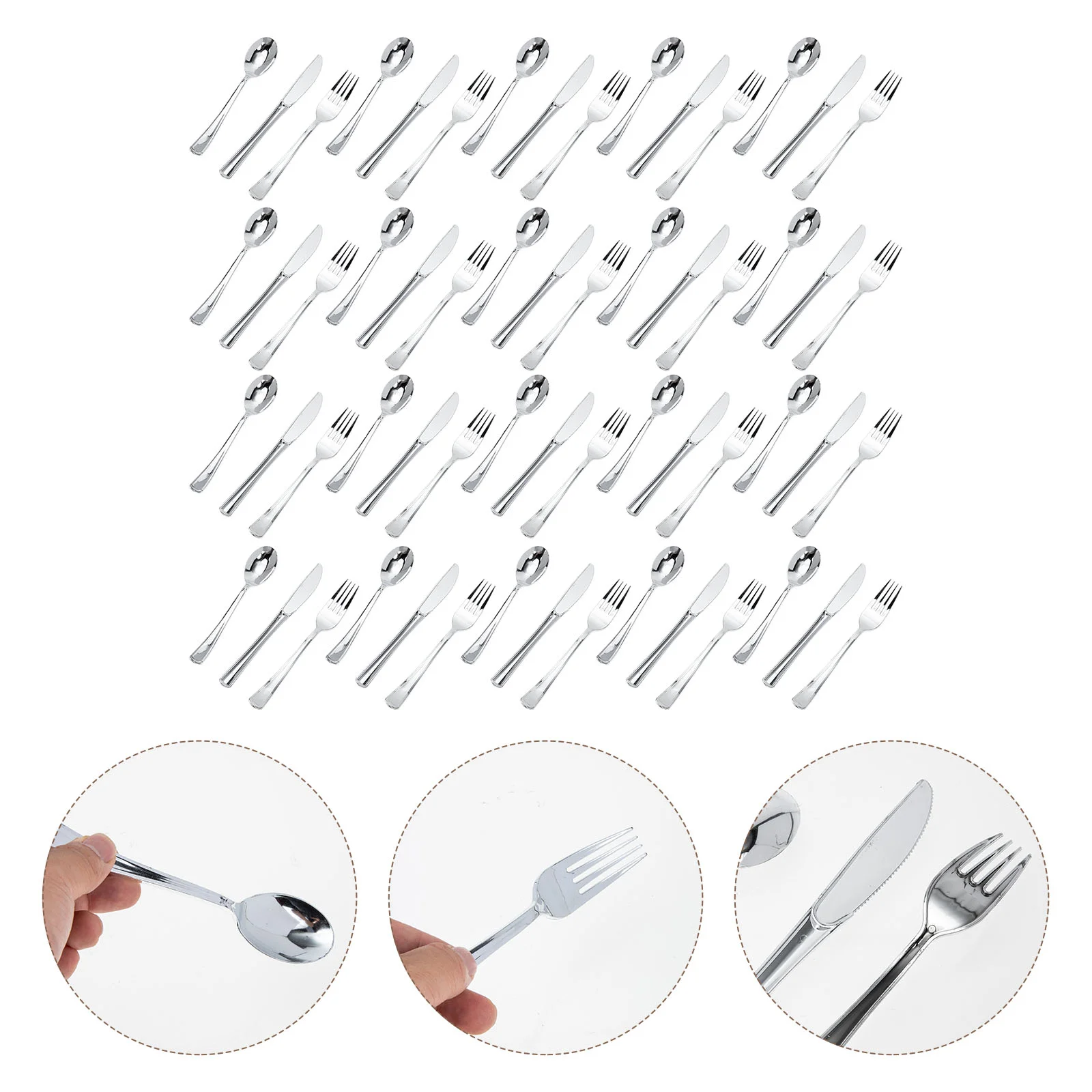 10 Sets Silverware Flatware Disposable Tableware Party High Quality One-off Cutlery Plastic Spoons Dinner Serving