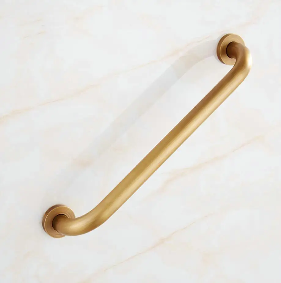Brass bathroom handrail, antique-style bathtub grab bar for seniors and disabled individuals, gold finish with non-slip