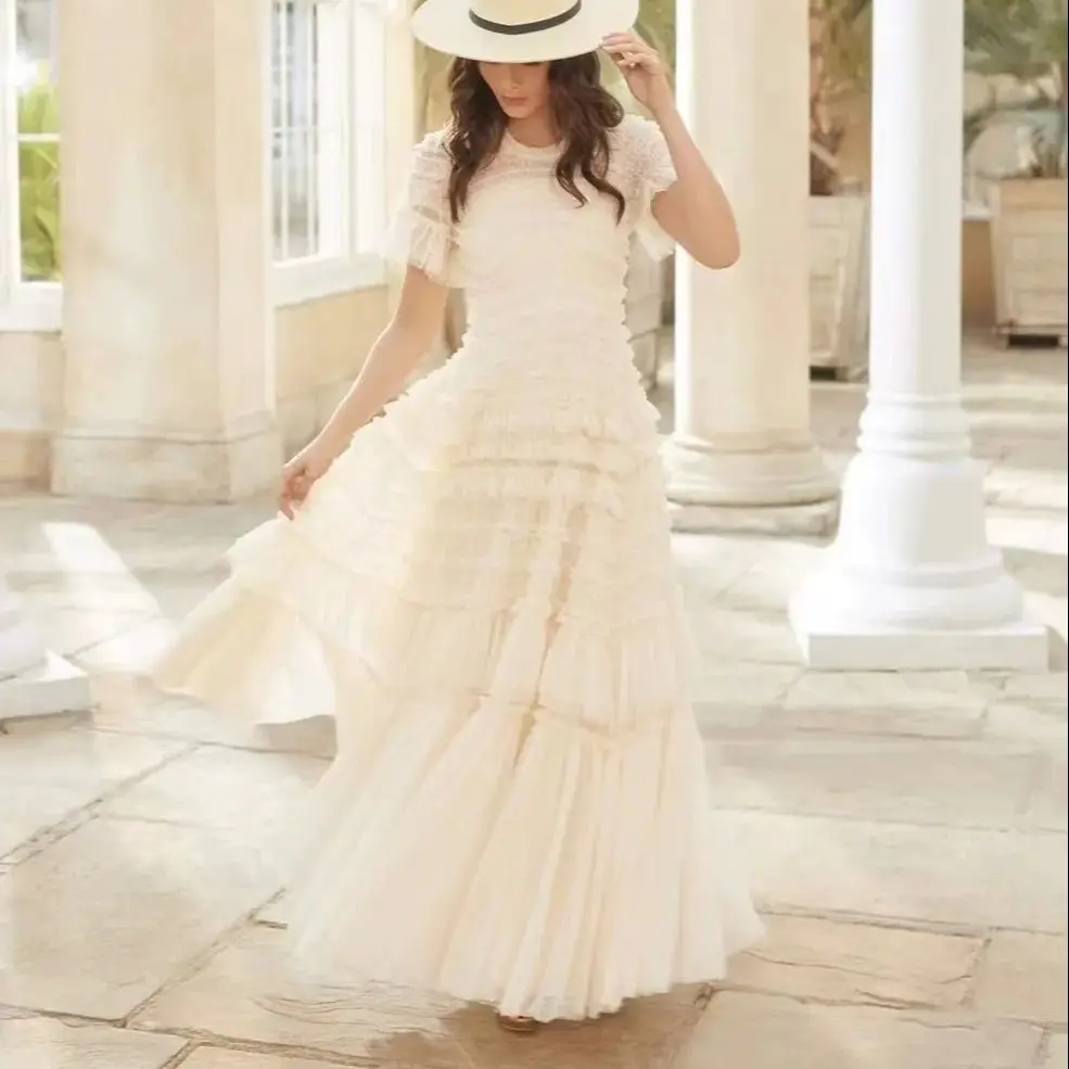 

Polka dot gauze layered Volumizing dress Fairy quality high set slim senior dress
