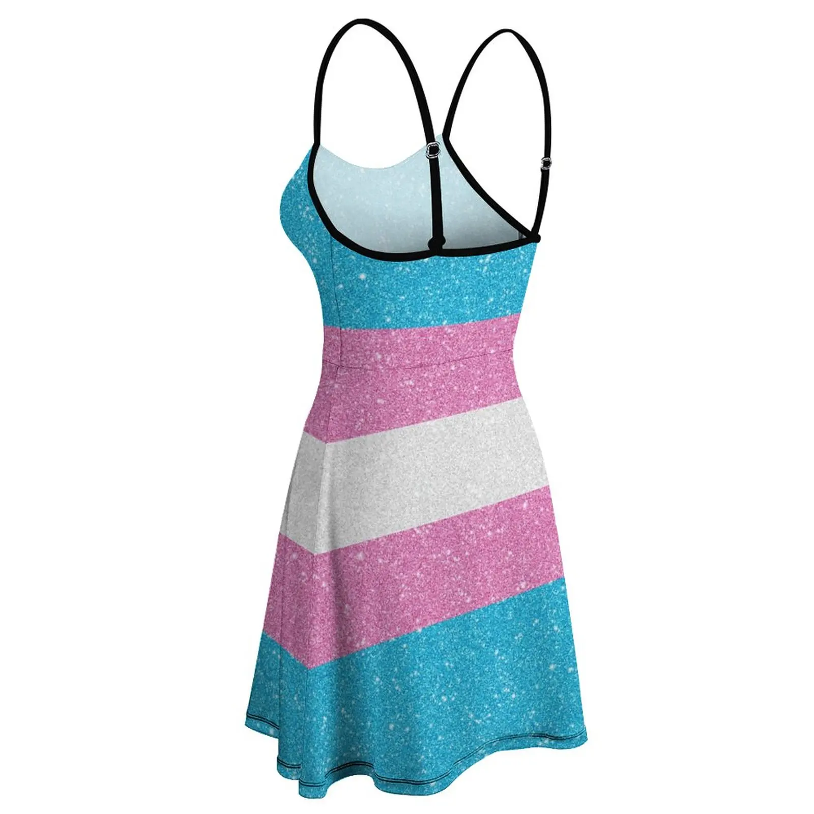 Vestido Sexy con purpurina sintética para mujer, ropa con tirantes, estampado divertido, bandera del orgullo transgénero, vacaciones geniales