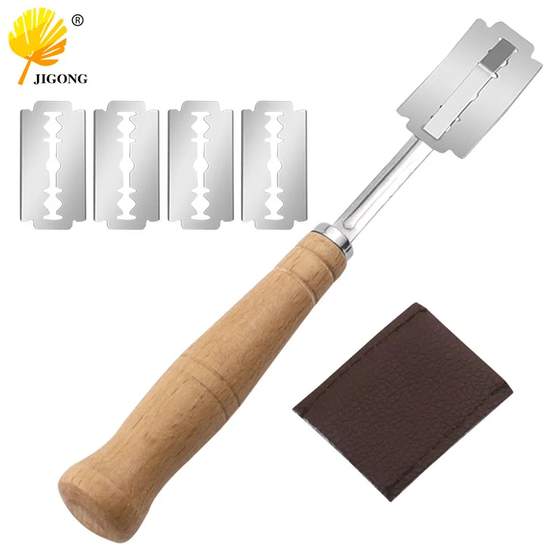 Stainless Steel Bread Grooming Knife European Baguette Cutting Knife Wooden Handle Arc Scraper Dough Divider Kitchen Tools