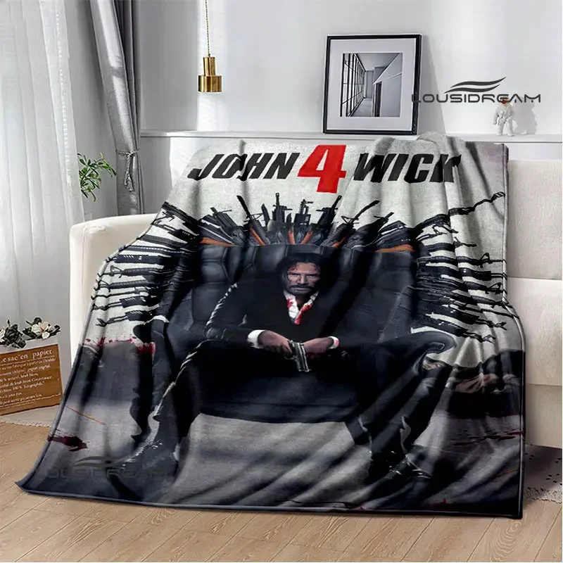 Manta estampada de película John Wick, manta de Picnic, manta cálida, manta de viaje suave y cómoda para el hogar, revestimientos de cama, regalo de cumpleaños