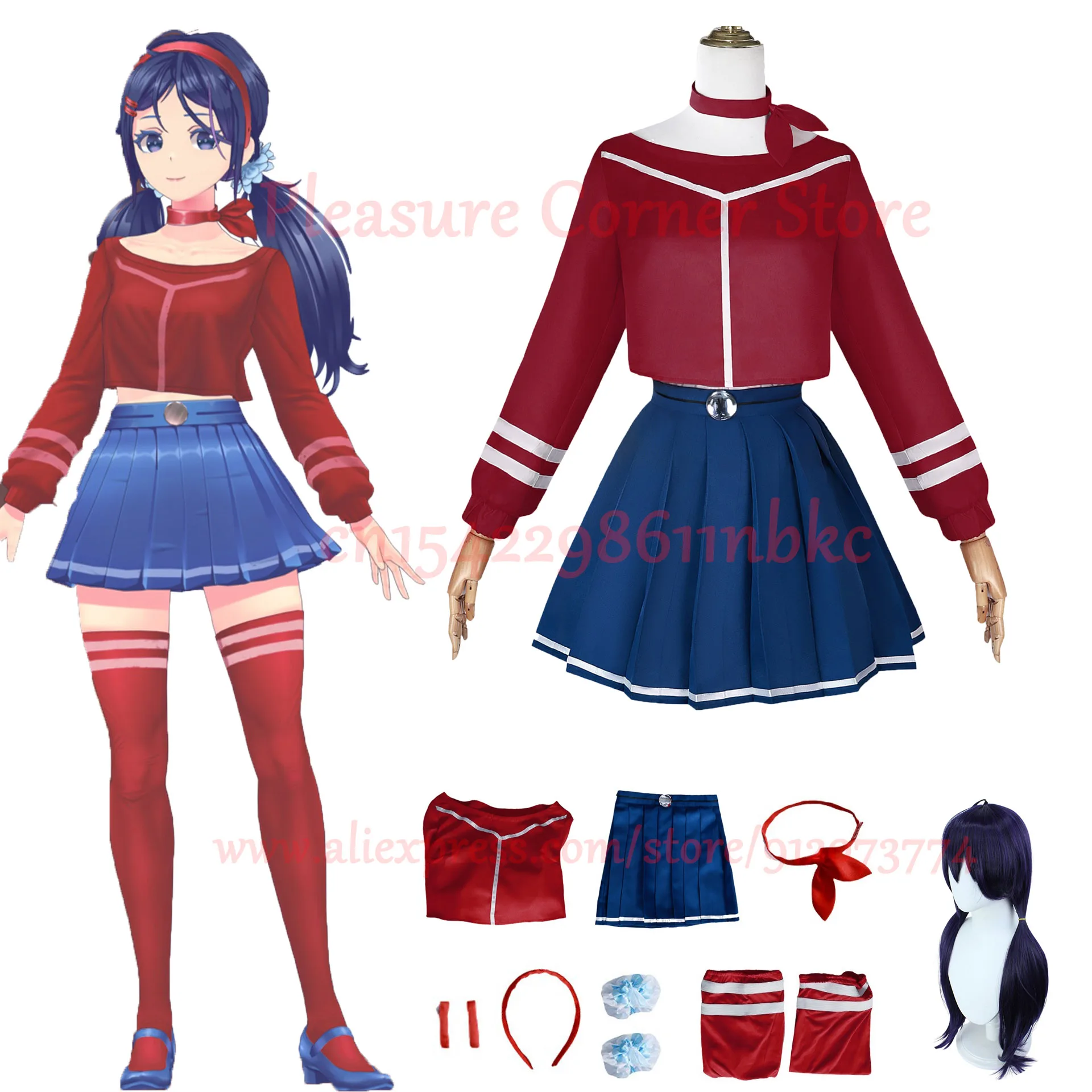 IN STOCK Game MiSide Crazy Mita Cosplay Costume Full Set Wig Role Play Primary Yandere Mita Cosplay Outfit Halloween