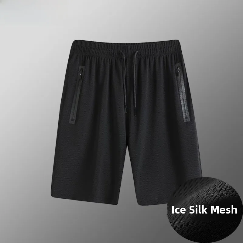 

Summer Thin Ice Silk Casual Sports orts Qui Dry Beach Pants plus Size Straight Leg mid Waist Low Elastici Color