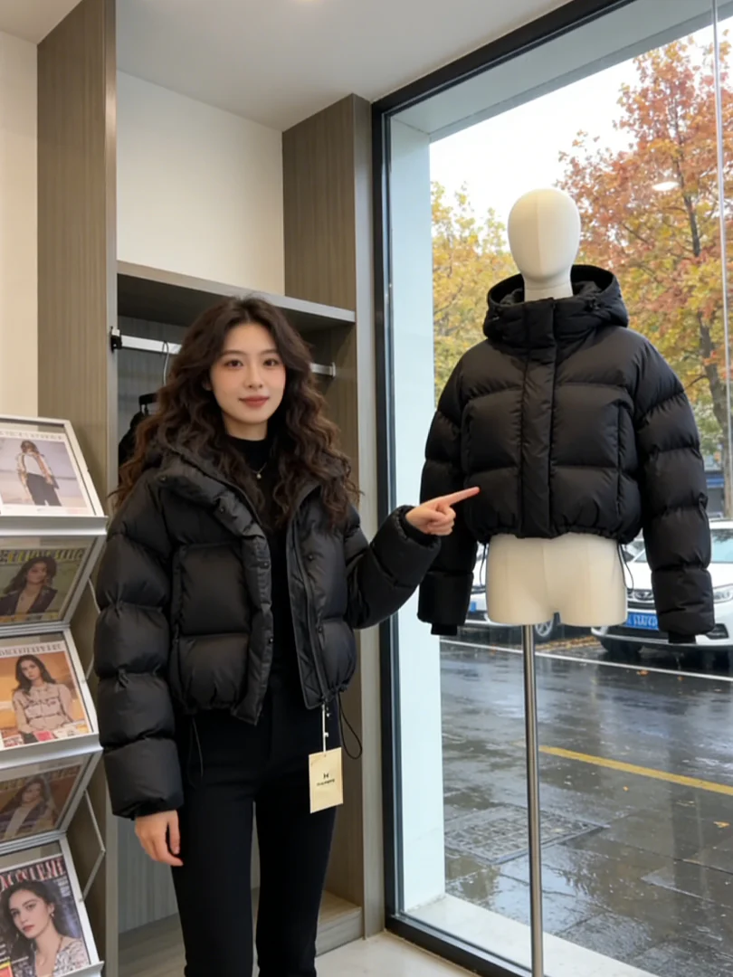 

Bla Cotton Jaet 2025 New Korean Sle Thi Warm ort Quilted Coat for Women Winter Faion Commute Loose Fit Zipper Clo...