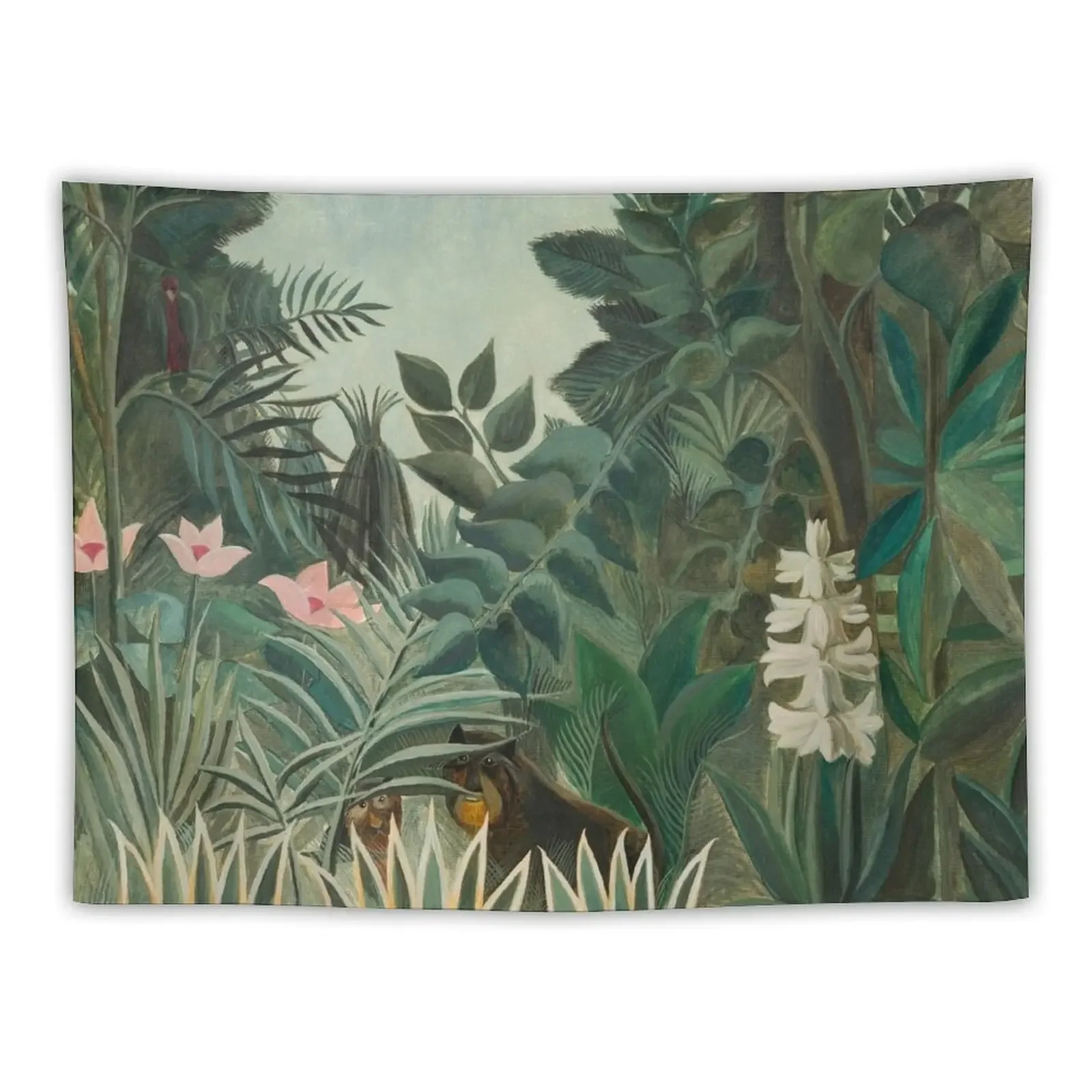 Henri Rousseau - The Equatorial Jungle Tapestry Wall Hanging Wall Aesthetic Decoration Cute Room Things Tapestry