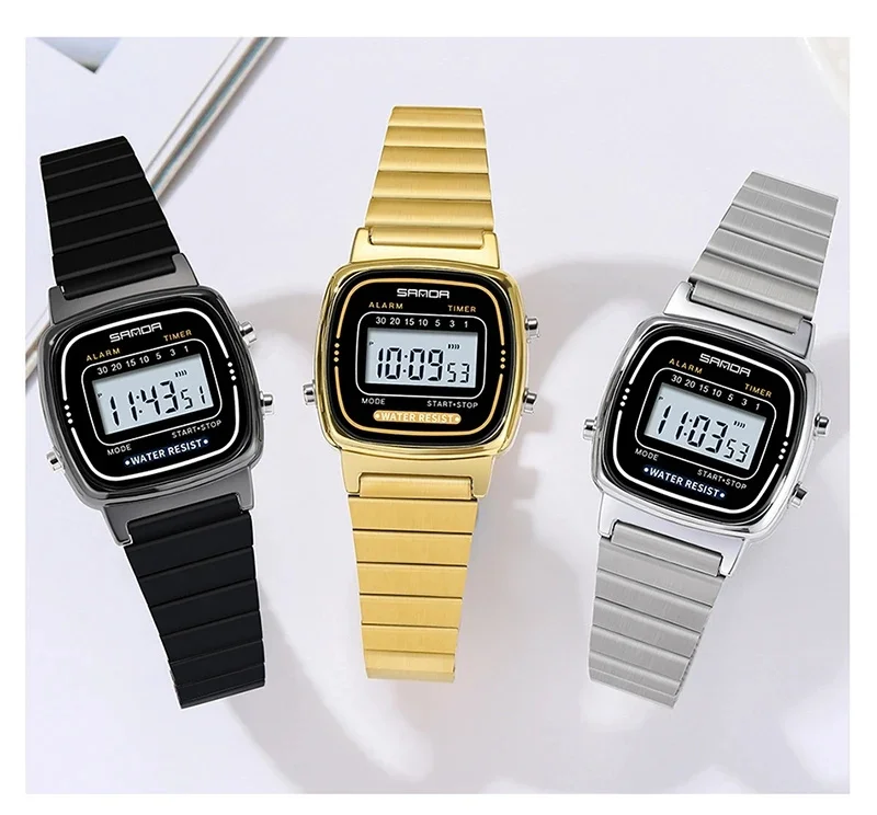 ساعة ساندا إلكترونية للفتيان والفتيات ، مقاومة للماء ، led ، رقمية ، ساعة توقيت ، صغيرة ، بسيطة ، للطلاب