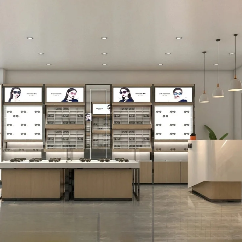 Customize.Store Design Customized Modern Glasses Shop Furniture Sunglass Glass Showcase Optical Display Cabinet