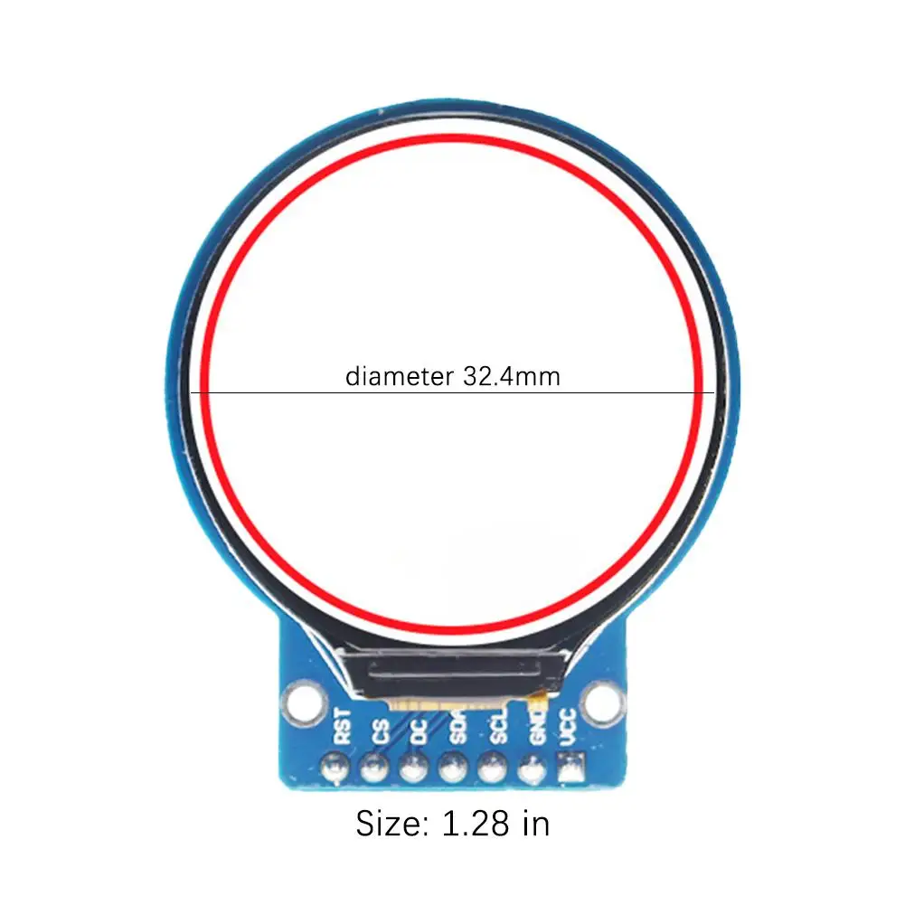 Módulo de exibição LCD TFT para Arduino, redondo, 240X240, interface SPI, GC9A01 Driver, 4 fios, SPI, PCB, 1,28"