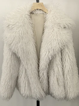 Aynaray 2025 Winter Women Faux Fur Jacket Solid Khaki Long Sleeve Thick Warm Outwear Fluffy Coat For Women 5