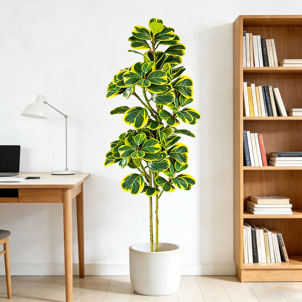 76-115cm Künstlicher Ficus-Baum Hoher Kunstbaum Tropische Grünpflanze Plastik-Banyan-Zweig für Heim Boden Geschäft Party Hochzeitsdekoration – Detail 5