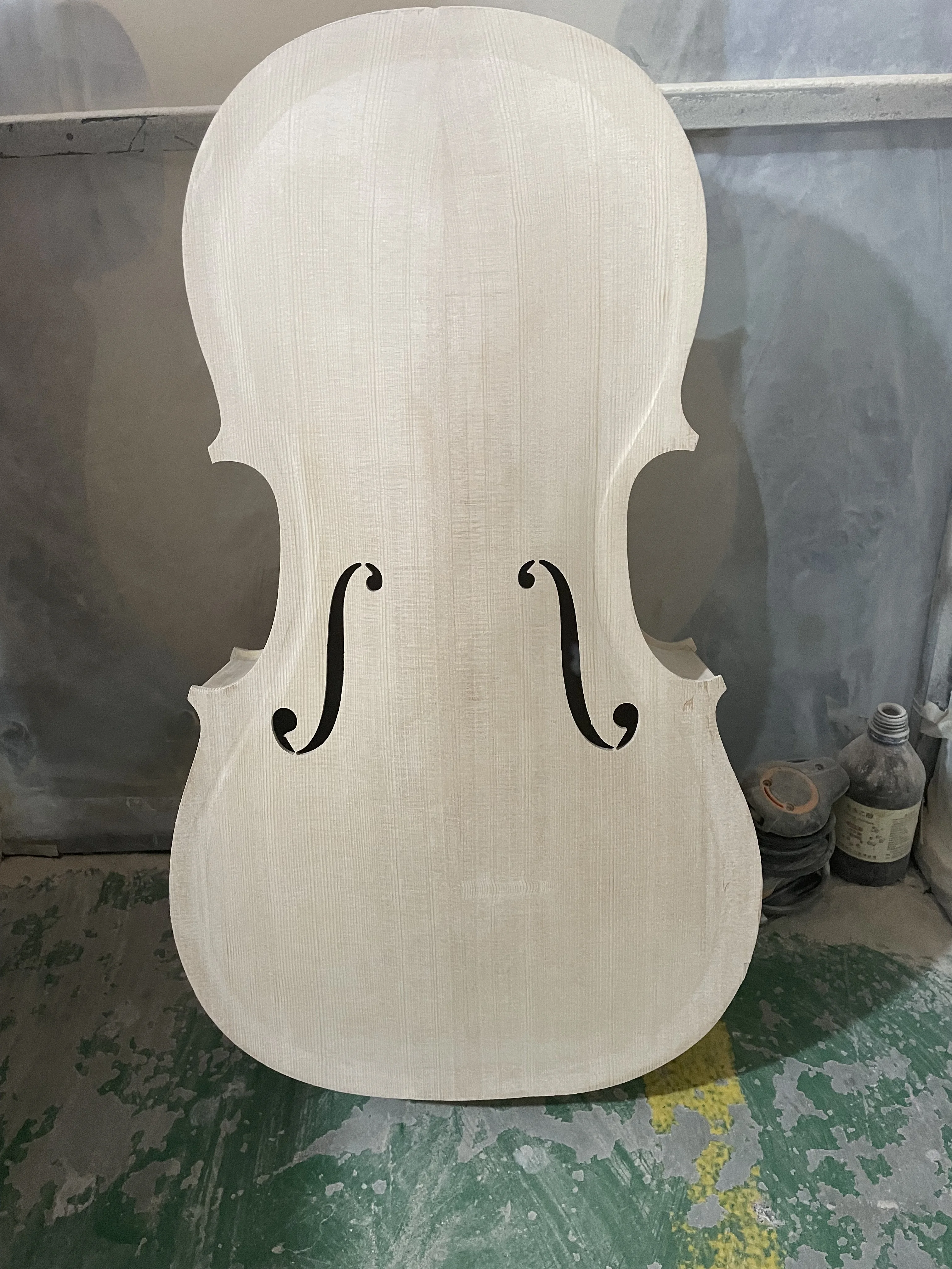 Semi Finished Cello Body and Neck Unfinished Maple Back Side,Spruce Panel,White Cello,1/4-4/4 Cello,Embryo Stradi Model,Handmade