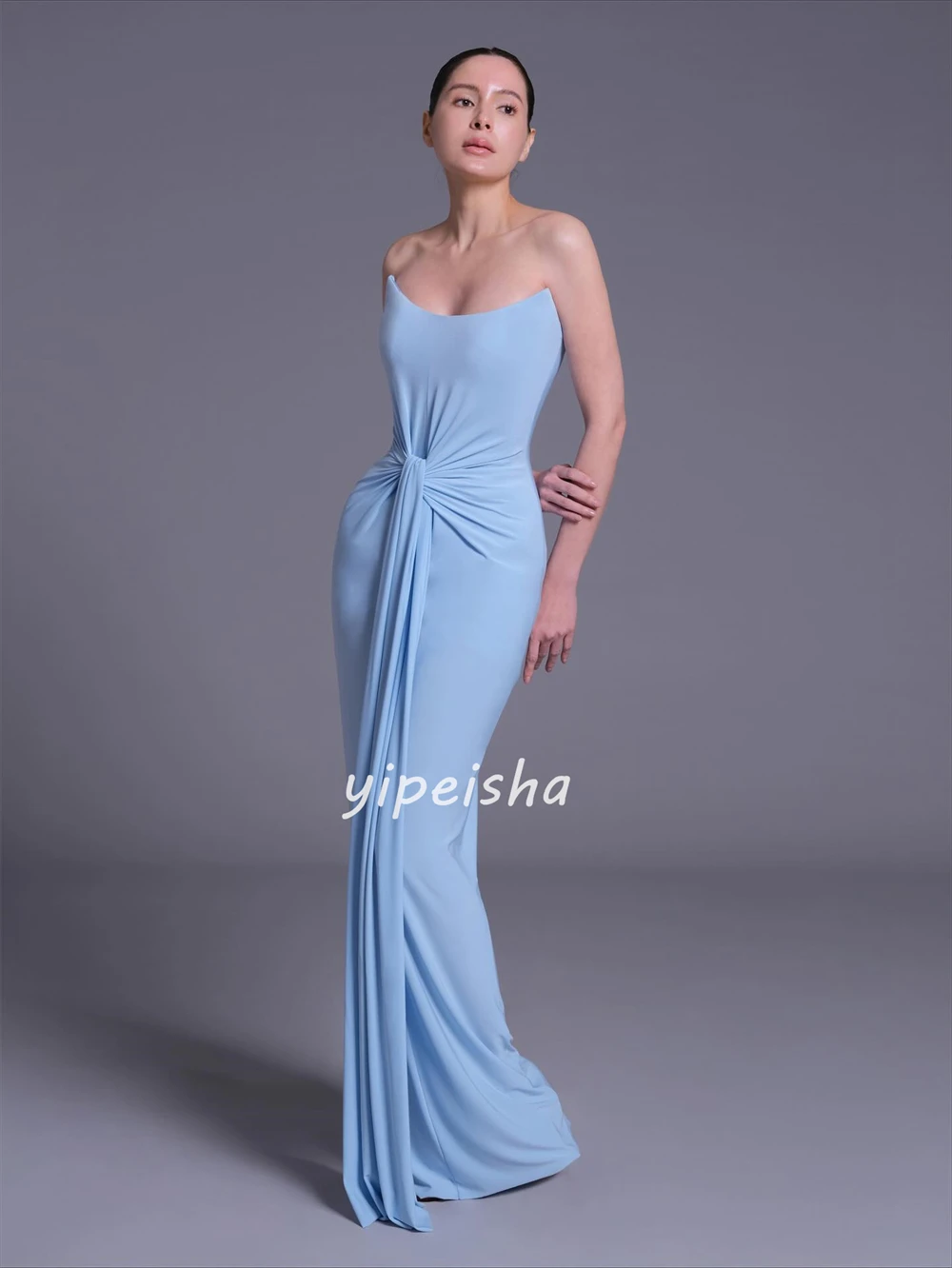 Простые формальные трикотажные плиссированные длинные платья без бретелек по индивидуальному заказу, платья для особых случаев, современный стиль, доступны размеры