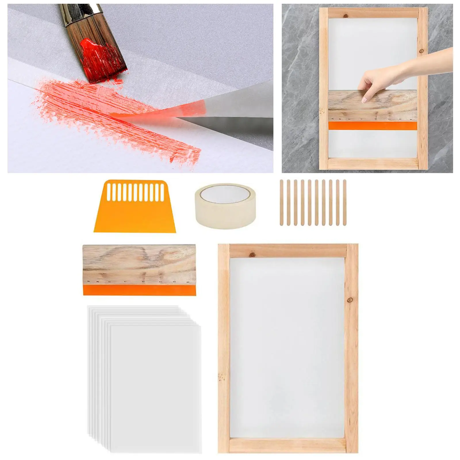 Conjunto de Impressão de Tela de Seda Durável Malha de Tela 16×12 24 Pcs
