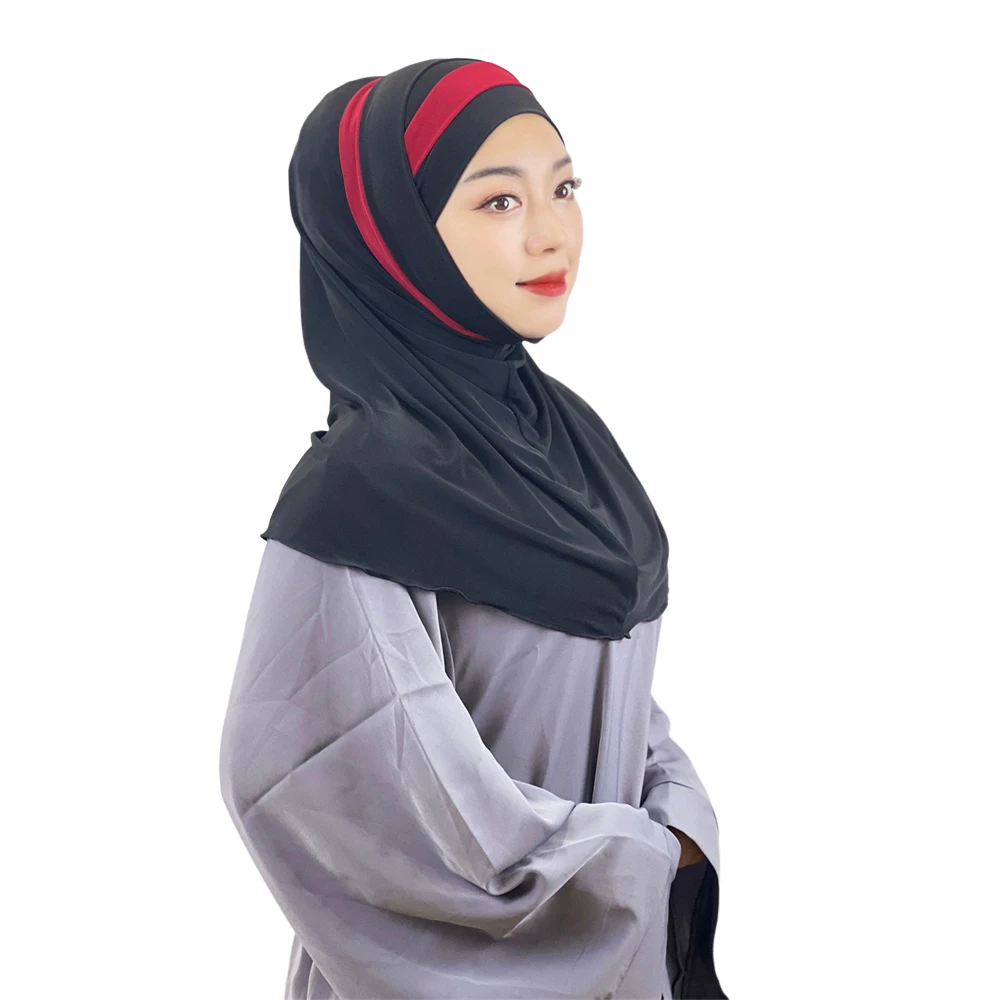 2 pz Musulmano Hijab Turbante Underscarf Tubo Interno Cappello 2 Pezzi Amira Testa Wrap Donne Islamico Prega Hijab Tirare On Pronto Fatto Khimar