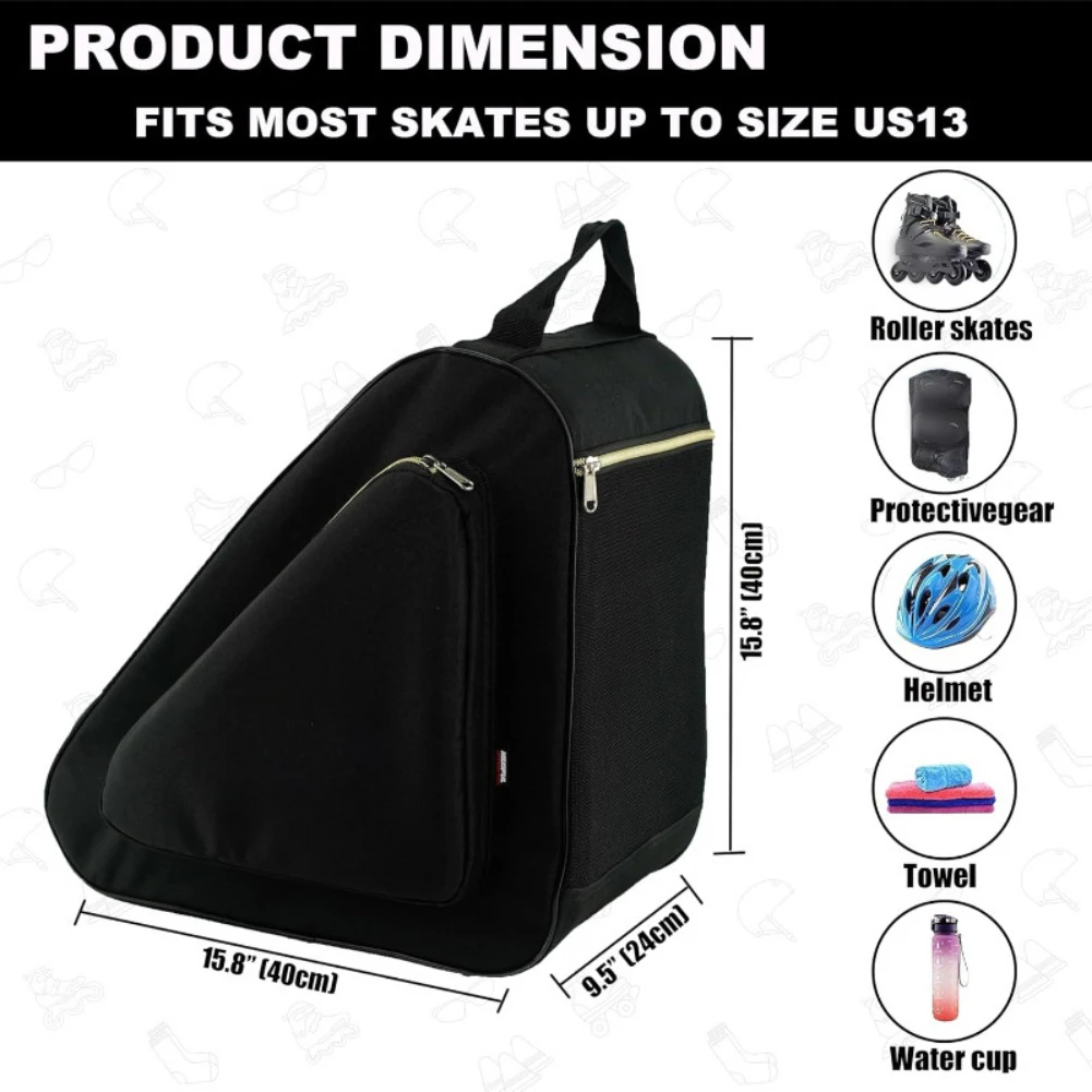 Portable Roller for skates Bag for Ice for quad Inline for skates Tear Resistant Waterproof with Multiple Storage Compartments