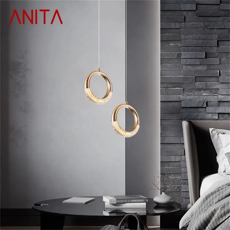 

ANITA Pendant Light Modern LED Creative Lamp Fixtures Round Ring Decorative for Home Stairs Aisle