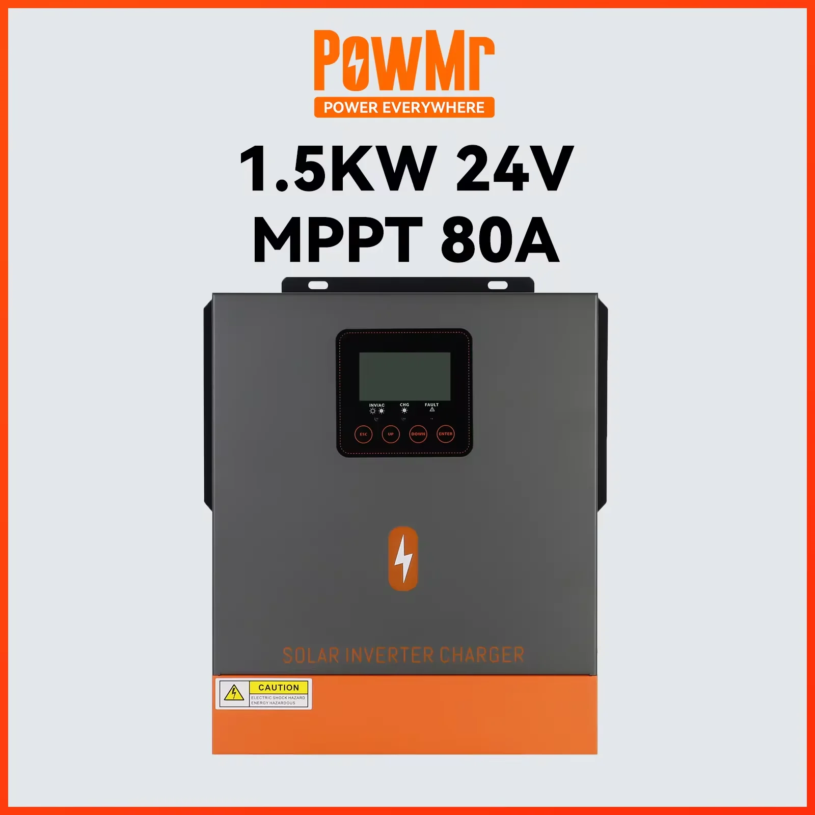 PowMr 12V 24V Hybrid Solar Inverter MPPT 80A Off Grid Solar Inverter Pure Sine Wave 220V 230V 1KW 1.5KW 3KW Max PV Power 2KW 3KW