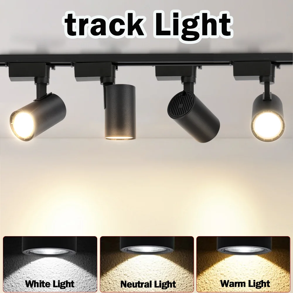 LED Track Light 220V Spotlight Rail 12W 20W 30W 40W COB Ceiling Lamp Set For Kitchen Shop Store Home
