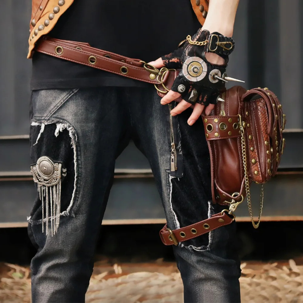 

Rock Style Explosion! Punk Motorcycle Chain Bag, Eye-catching for Women's Shoulder Crossbody and Men's Fanny Pack