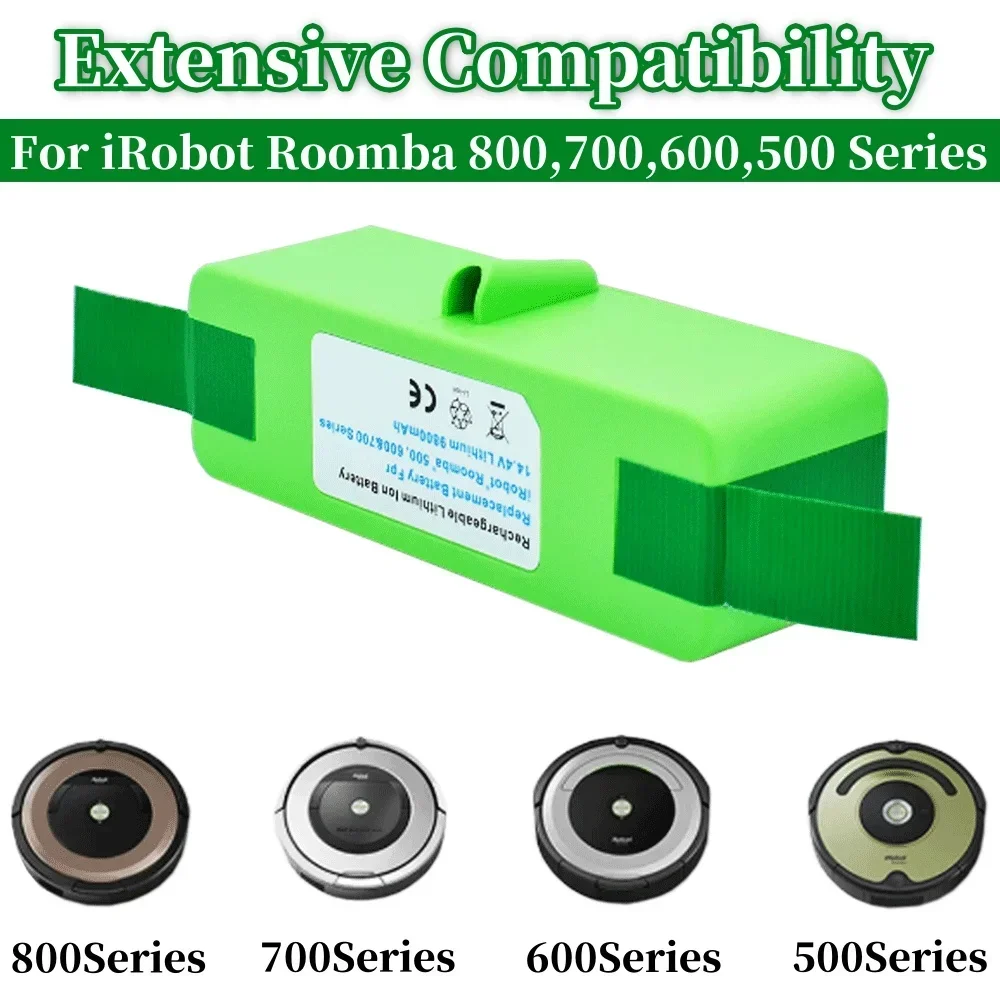 14.4V 4800/6800/9800mAh Li-ion Battery Compatible For iRobot Roomba R3 500 600 700 800 Series 500 550 560 620 650 675 760 770