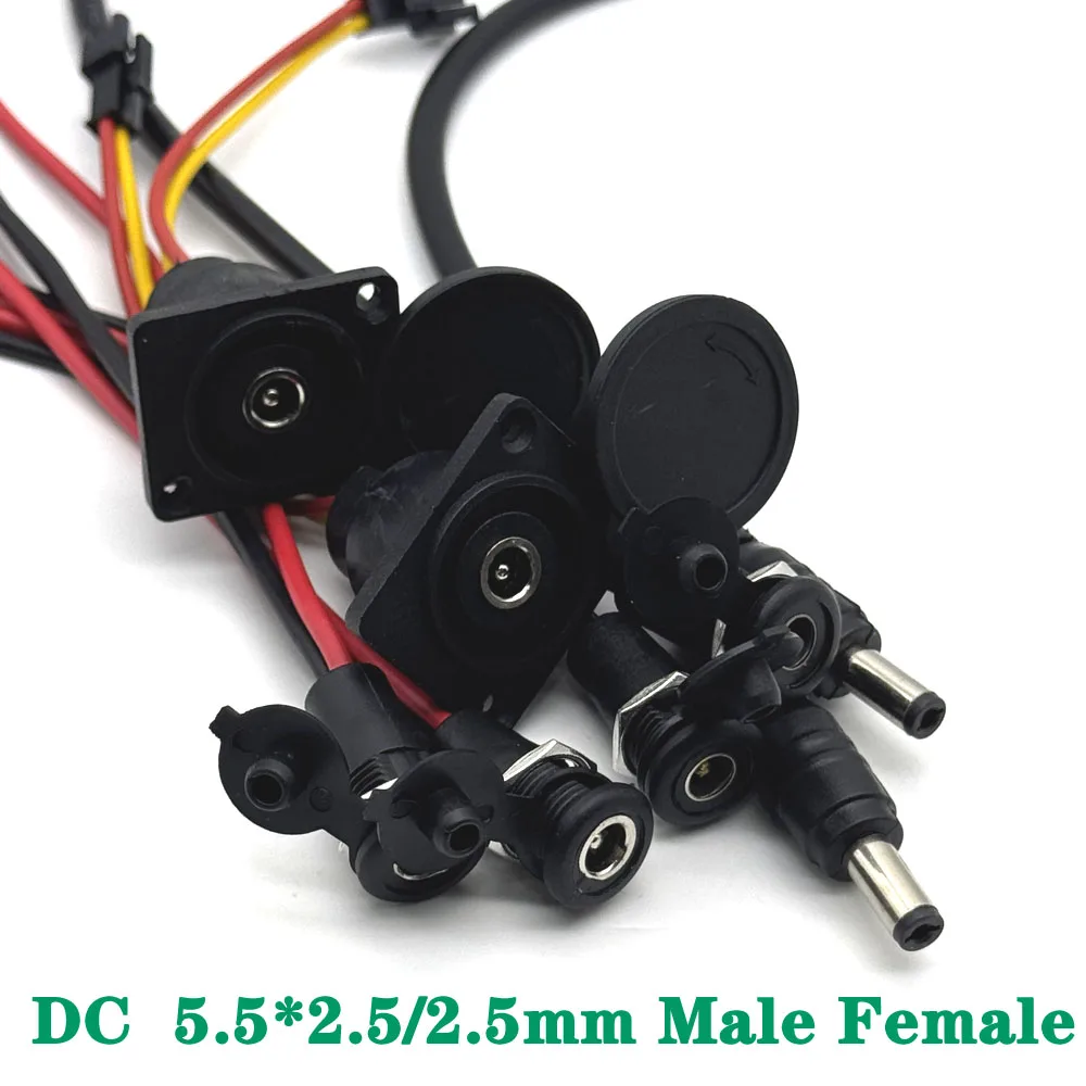 

DC Connectors Male Female Jack Cable Wire Line Adapter Plug Power Supply 5.5*2.1mm 5.5*2.5mm