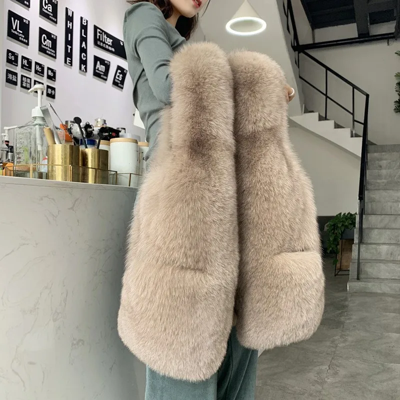 2023 Autumn Winter Outfits For Women High Quality Luxury Faux Fur Coat Sleevess Waistcoat Jacket Fur Cardigan Women's Fur Vest