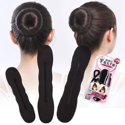 1/2pc Hair Styling Donut Bun Curler Maker Hair Clip Ring Braider Magic Foam Donut Twist  DIY Tool Accessories Black 17.5/ 22.5cm