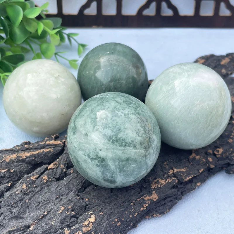 Natural Green Jade Hand Exercise Balls Massage Tool For Adult Stress Relief Strength Training Home