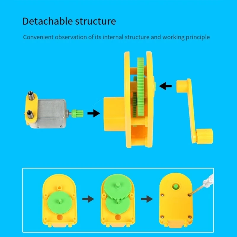 Hand Cranked Power Generator Light Bulb Science Experiments Supply Gift for Kid Dropship