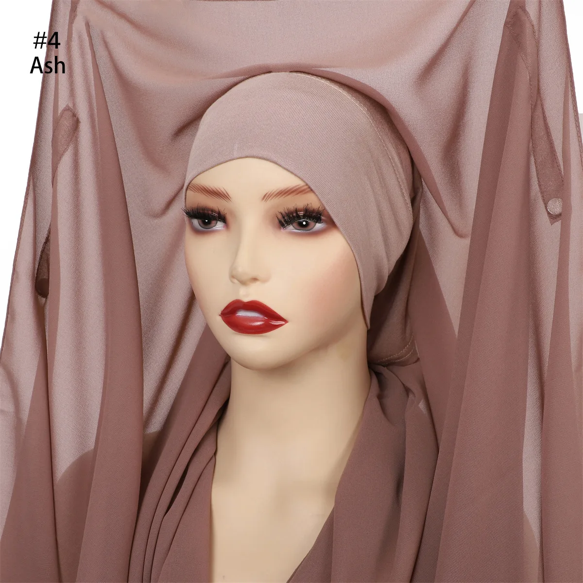 2pc/set Instant Chiffon Hijab With Modal Undercap Basic Stretchy Pullover Headscarf Outdoor Thin Breathable Sunscreen Head Wrap