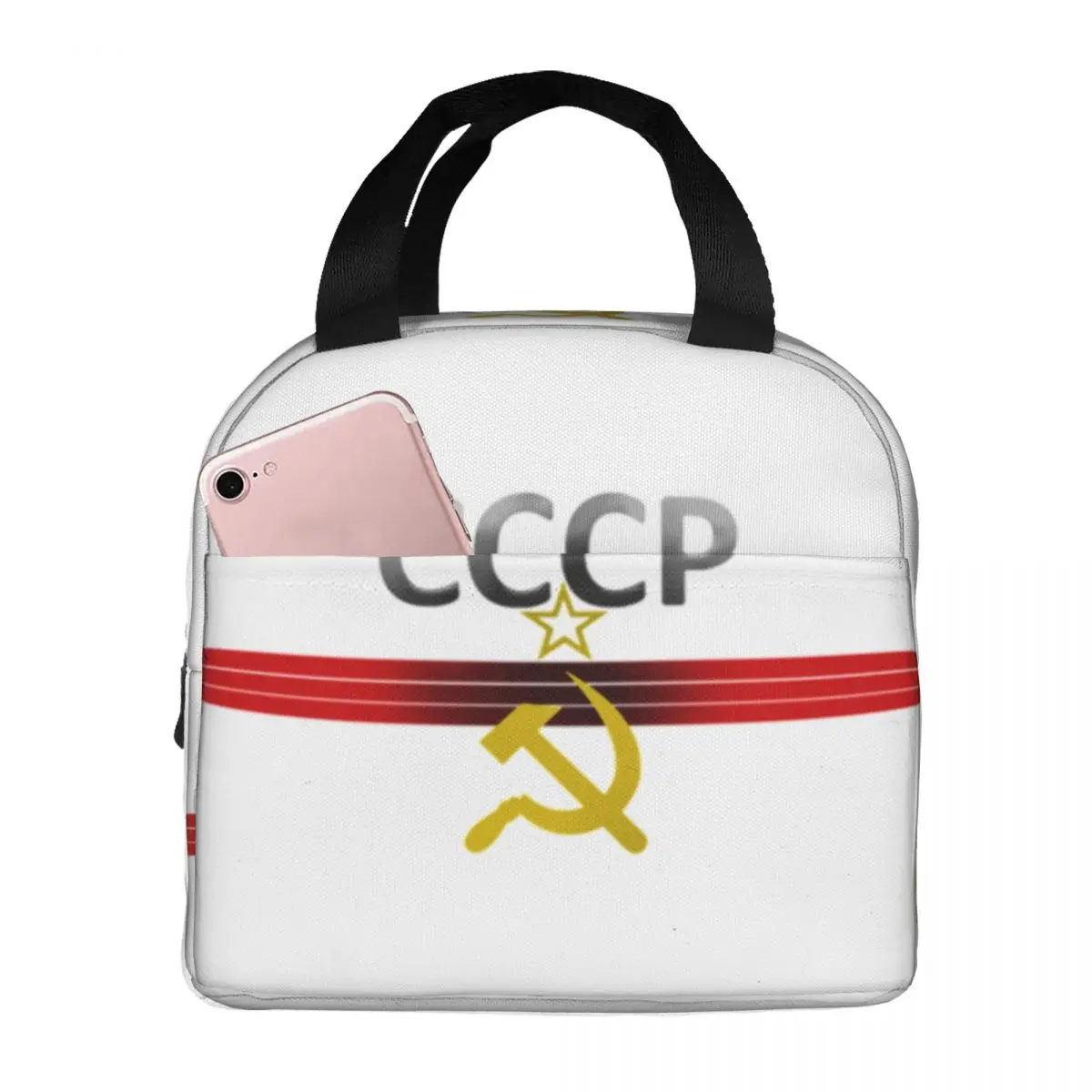 Russia Flag USSR Soviet Union Hammer Sickle CCCP Insulated Lunch Bag for Outdoor Picnic Resuable Thermal Cooler Bento Box