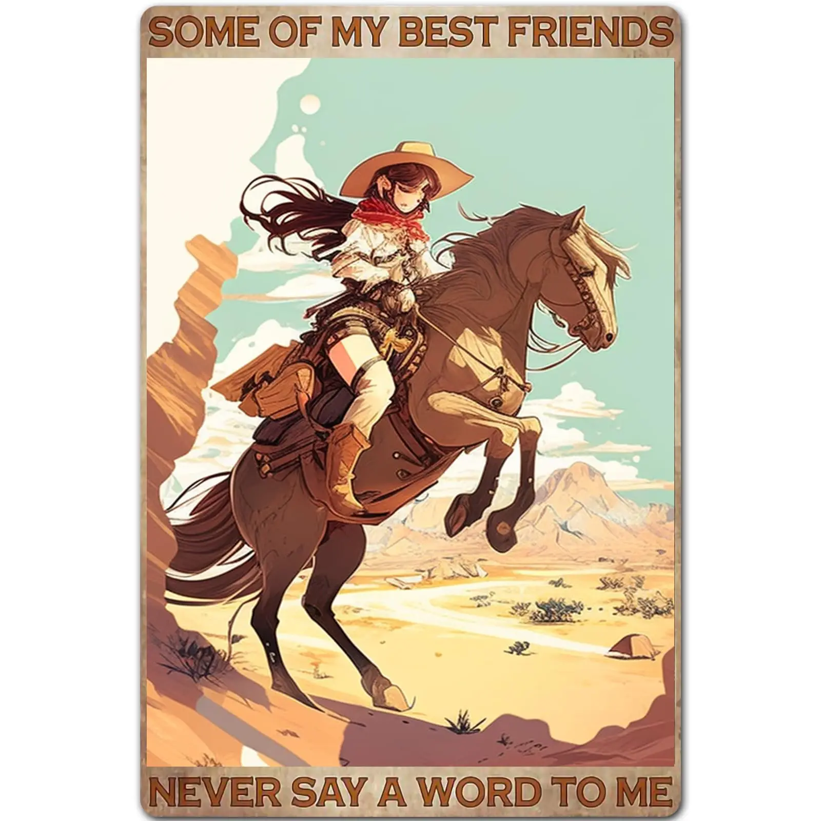 Funny Western CowgirlSigns,Some Girls Horses Are Just Born With In Their Souls,Home Office Room Bathroom Kitchen Wall Decor sign
