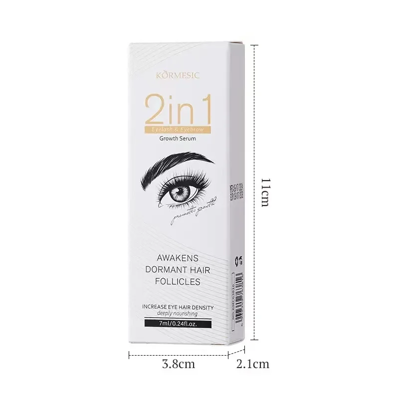 KORMESIC bianco di fascia alta nuovo Confezione Fashion Style Spessore Riccio 2 in 1 liquido per ciglia e sopracciglia 7ml
