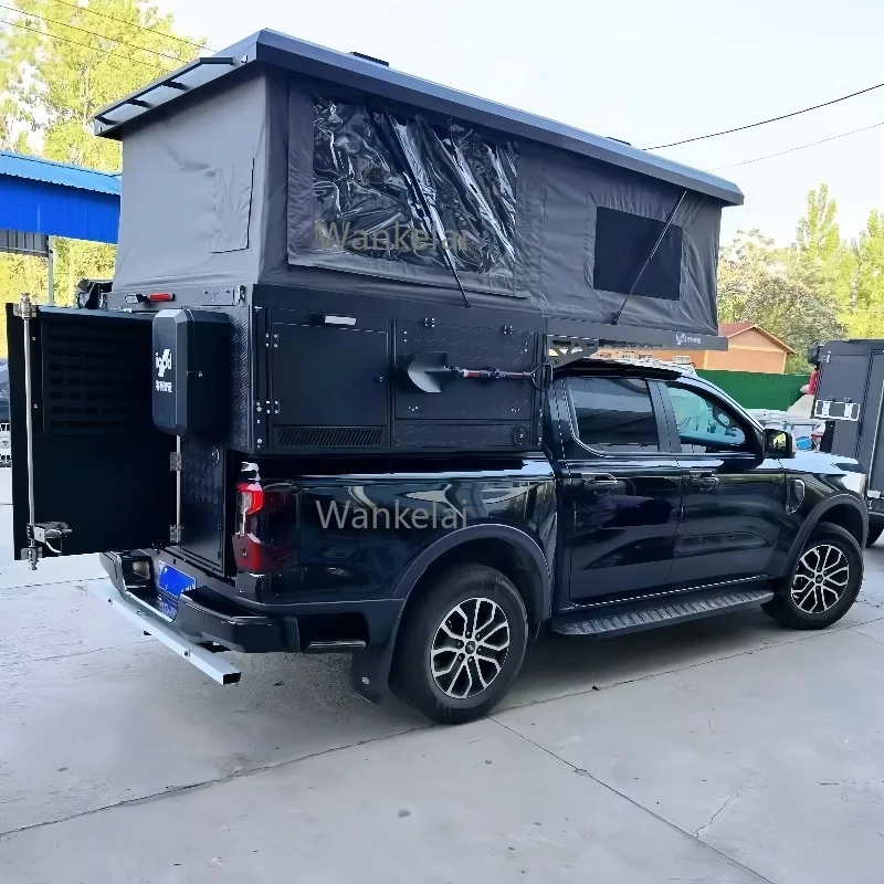 Outdoor Camping Hard Shell Roof Top Tent with Pickup Truck Canopy Aluminum Pop-Up Campers Tents