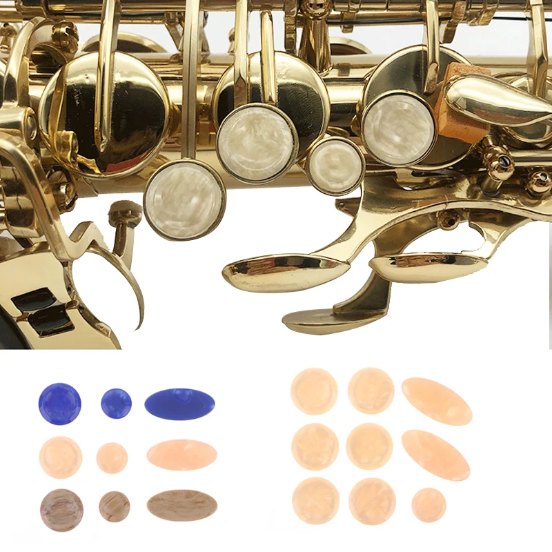 9Pcs/Set Saxophone Key Buttons Inlays For Alto Tenor Soprano Sax Plastic Replacement Parts Sax Key Buttons Inlays Accessories