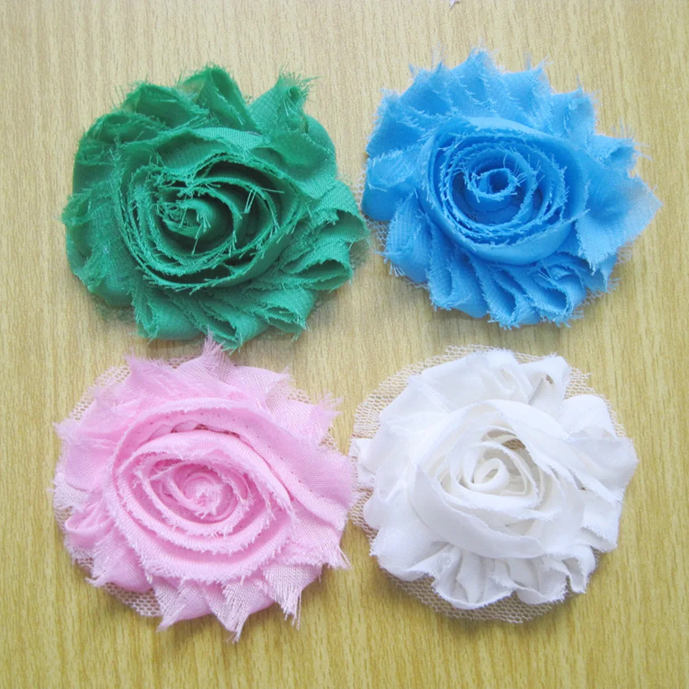 

30 Pcs Hair Accessories Chiffon Flowers Shabby Costume Headdress DIY Band Burr Ribbon