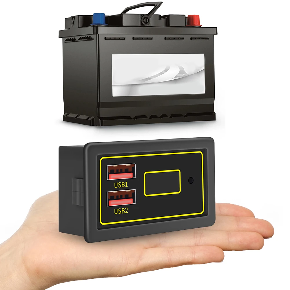 

Car Lithium Battery Capacity Tester 12V 24V Battery Capacity Voltage Gauge Indicator Dual USB Battery Meter Support QC3.0