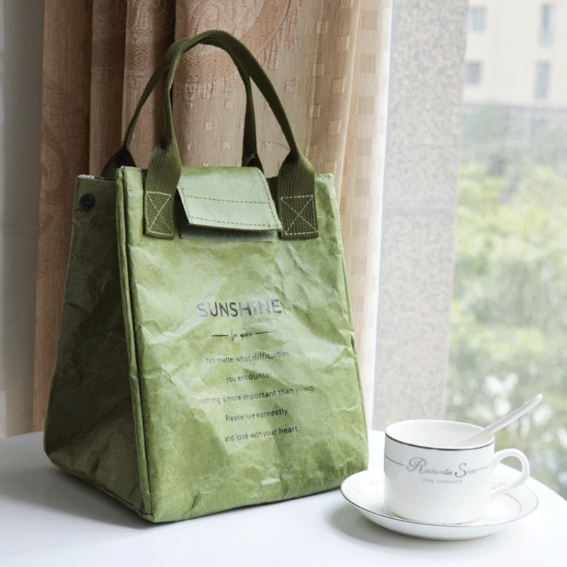 Paper Lunch Bag Waterproof Insulation Bag Lengthen and Thicken Aluminum Foil Japanese Handbag Office Worker Student