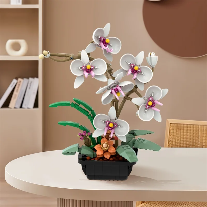 MOC Creative Phalaenopsis Potted Plants Building Blocks Flowers Orchid Bonsai Bricks DIY Assembly Toys home Decor Girl Gift