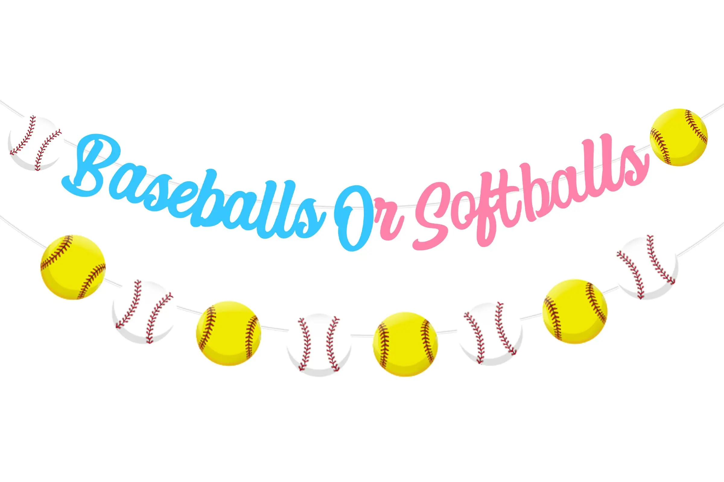 

Sursurprise Baseballs Or Softballs Gender Reveal Decorations Banner Garland Sports Theme Hanging