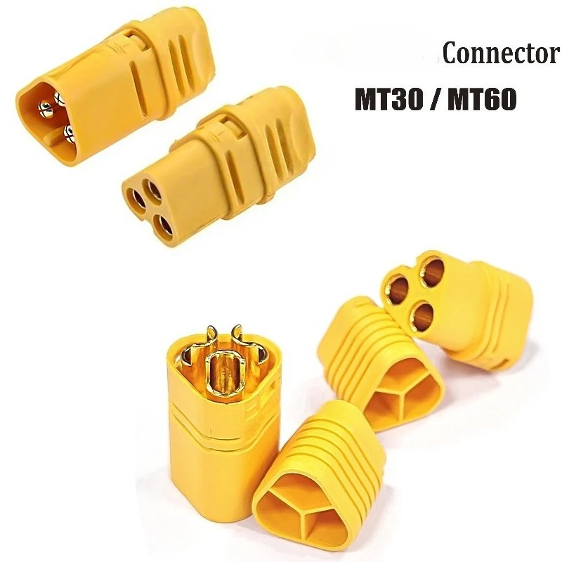 3-Pin 2mm Bullet Connector MT30/MT60 Male Female Set with Sheath for RC Drone Car Lipo Battery ESC Motor Parts
