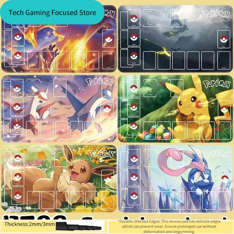 Großes Anime Laptop Schreibtischunterlage Lebendiges Pokémon Schlachtfeld Großes Mauspad Rutschfest Hochauflösender Druck für TCG-Spieler